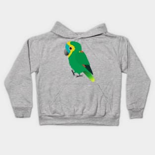 Turquoise-fronted amazon digital vector illustration Kids Hoodie